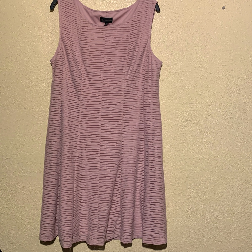 Connected Apparel Dress 16 Dusty Pink Stretchy Sleeveless Flare Bottom Midi